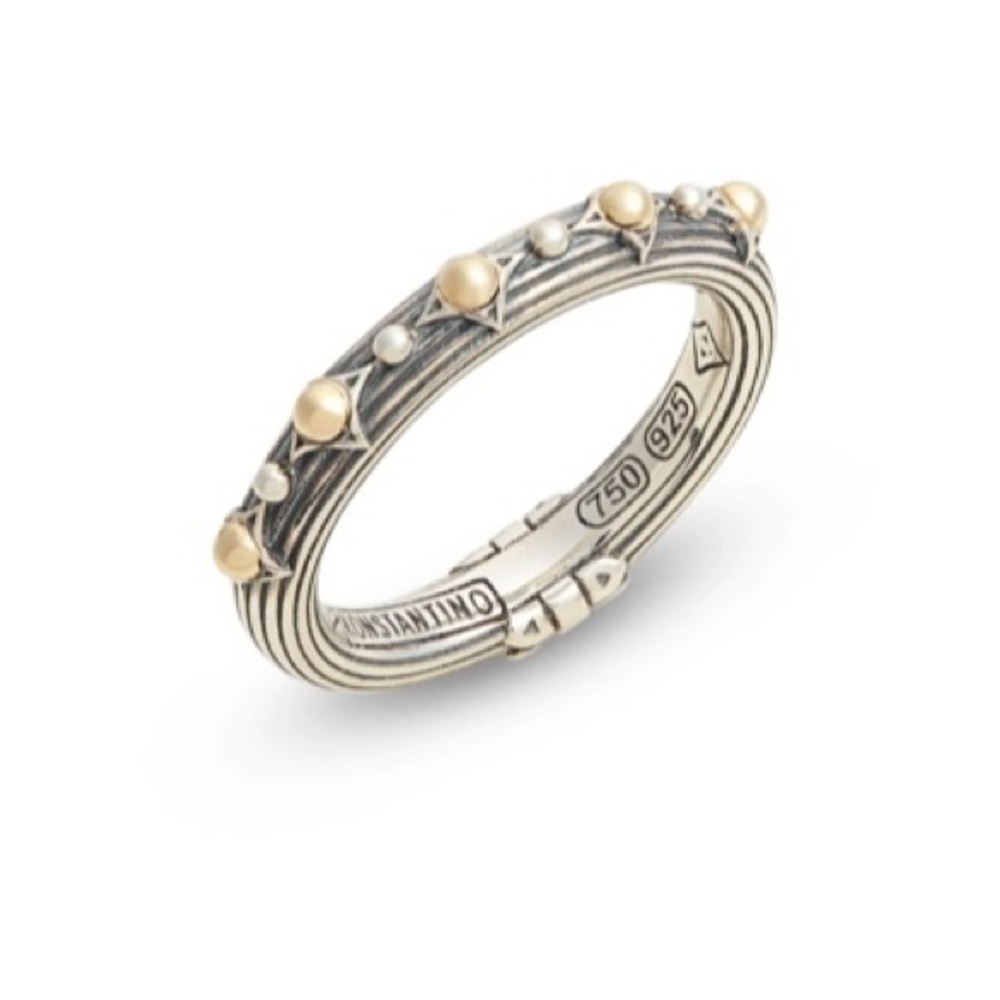 KONSTANTINO Delos Stacking Ring Sterling Silver & 18k Gold Made in Greece size 7